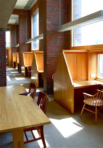 Figure 1b: The carrels at Kahn’s Exeter library are a more personal and intimate place to read with better lighting.