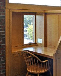 Figure 14b: Detail of individual carrel including sliding window panel that allowed the student to adjust the amount of sunlight  