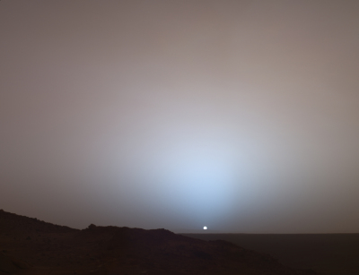 Sunset on Mars, photographed by the Spirit Rover in 2005.