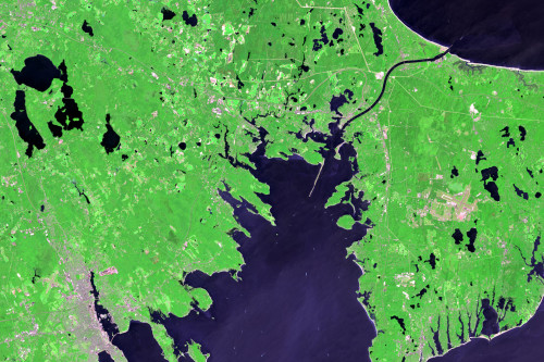 Detail of Buzzards bay in 5-7-3 false color