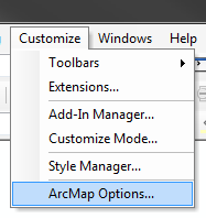Accessing ArcMap Options