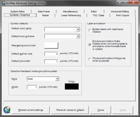 ArcMap Advanced Settings Utility